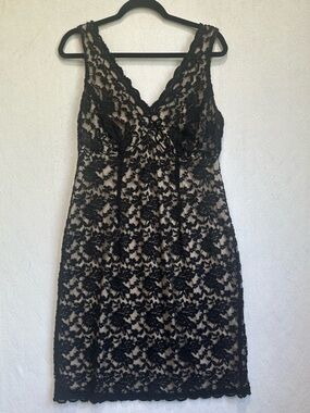 Connected Apparel Black Lace V-Neck Sheath Dress Elegant Women's Evening Dress